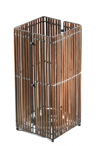 Schirmst�nder rechteckig Metallrahmen braun Bambus