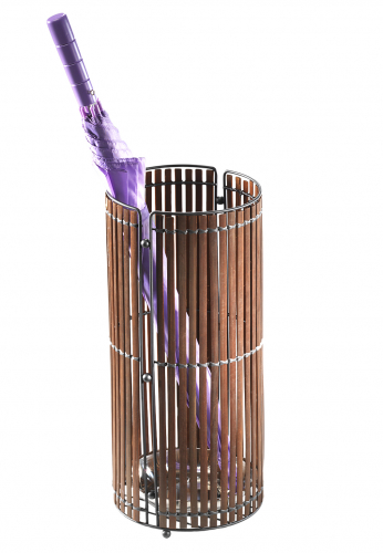 Schirmst�nder rund Metallrahmen braun Bambus