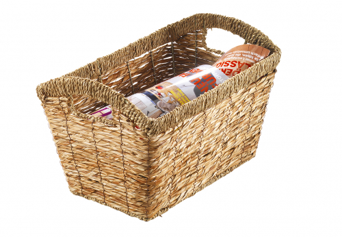 Zeitungskorb aus Galangablatt  natur eckig mit Seegrassrand