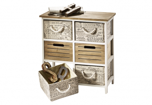 Holzregal mit 6 Schubf�chern im Vintagedesign 64 cm