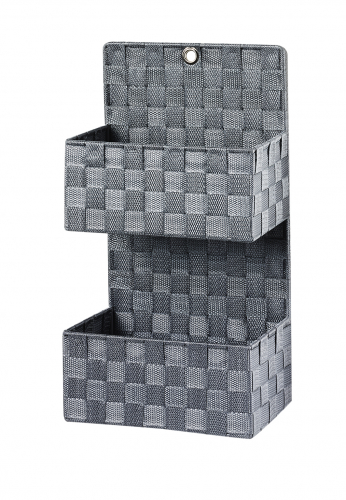 Wandkorb Nylon m. 2 F�chern auf Metallrahmen geflochten grau