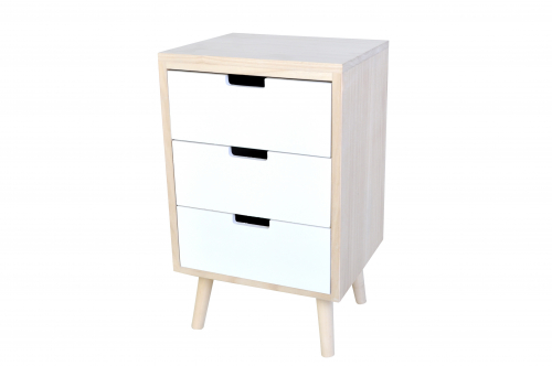 Holzregal mit 3 Schubf�chern in natur und wei�