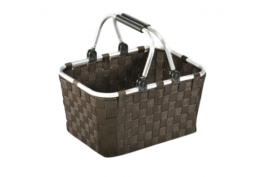 Einkaufskorb mit Klappb�gel aus Alu und Nylon braun 41x29x37 cm