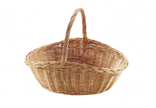 Blumenkorb aus gesch�lter Weide mit Henkel 52x41x21/43 cm