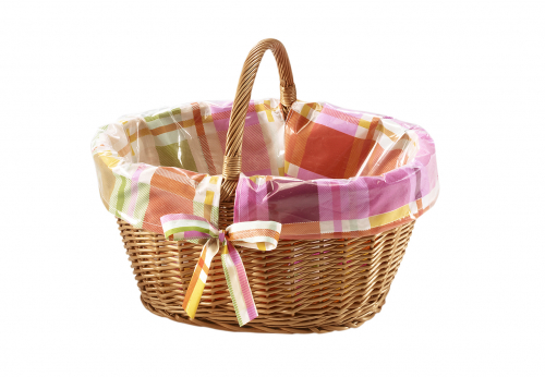 Autokorb gek. Weide/Textil Karo bunt