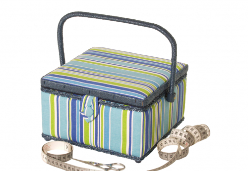 N�hkorb quadratisch blau gestreift