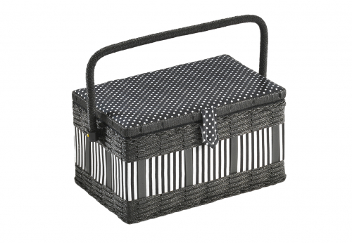 N�hk�stchen rechteckig schwarz/wei� Punkte und Streifen mit Textileinsatz