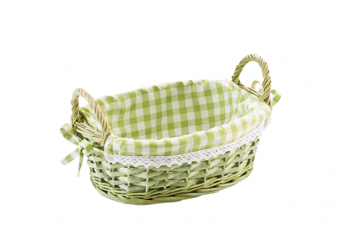 Dekoschale oval gr�n aus Weide mit Textil