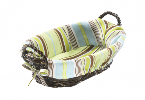 Dekoschale Weide/Span m. Textil braun oval