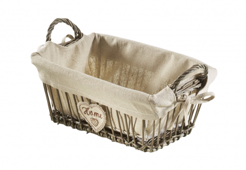 Deko-Schale eckig mit Textil aus Weide