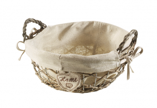 Deko-Schale oval mit Textil aus Weide Metall