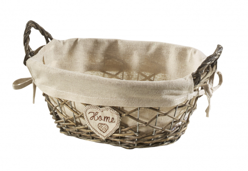 Deko-Schale oval mit Textil aus Weide Metall