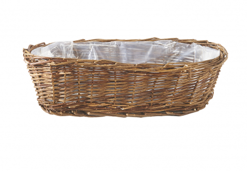 Pflanzkorb ungesch�lte Weide oval mit Folie ausgeschlagen Gr��e L