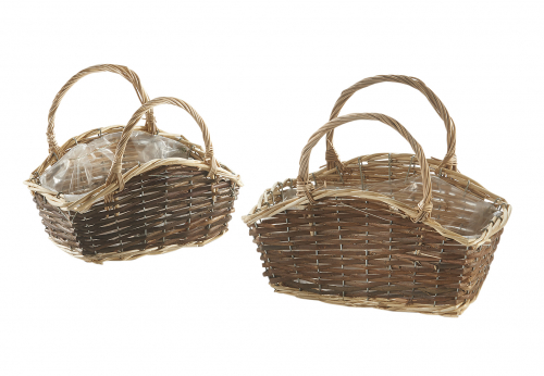 Pflanzgef�� in Form einer Tasche ungesch�lte Weide mit Folie S/2