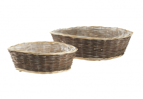 Pflanzgef�� Schiffchenform aus ungesch�lter Weide mit Folie S/2