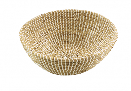 Deko-Schale aus Seegras mit wei�em Kunststoffband umwickelt