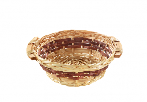 Dekoschale rund Dia 30 cm Weide Chipwood Holzgriffe hongfarben