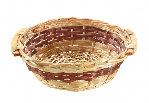 Dekoschale rund Dia 35 cm Weide Chipwood Holzgriffe honey color