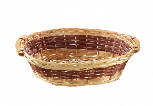 Dekoschale oval 45x35 cm Weide Chipwoold Holzgriffe honigfarben