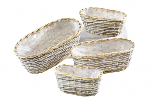 Pflanzkorb oval aus Weide und Chipwood mit Folie ausgeschlagen S/4