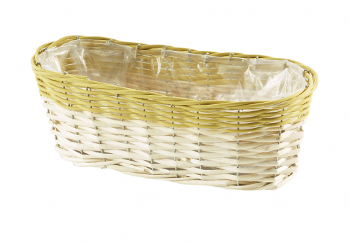 Pflanzschale aus Weide und Polyrattan oval gro�e Ausf�hrung curry