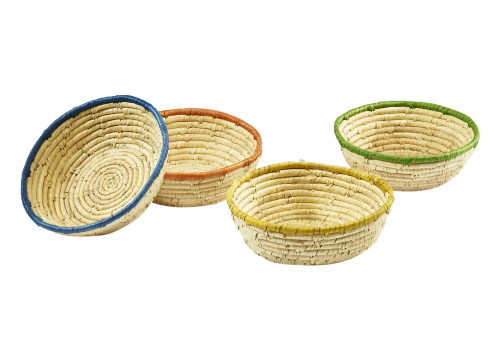 Dekoschale rund natur aus Palmblatt 4-fach sortiert