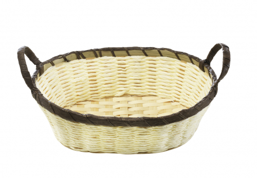 Dekoschale aus Bast und Bambus oval wei�