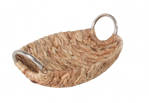 Dekoschale oval natur Wasserhyazinthe mit Metallgriffen