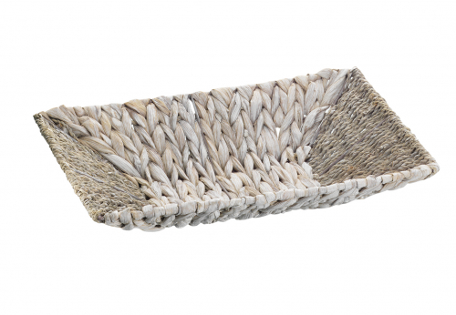 Dekoschale eckig 2-farbig Wasserhyazinthe/Seegras white-washed