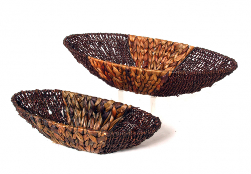 Dekoschale oval 2-farbig Wasserhyazinthe/Seegras S/2