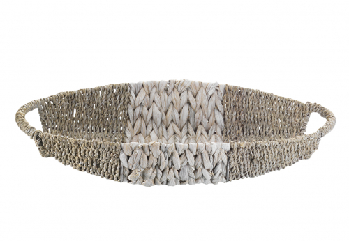 Dekoschale oval 2-farbig Wasserhyazinthe/Seegras white-washed