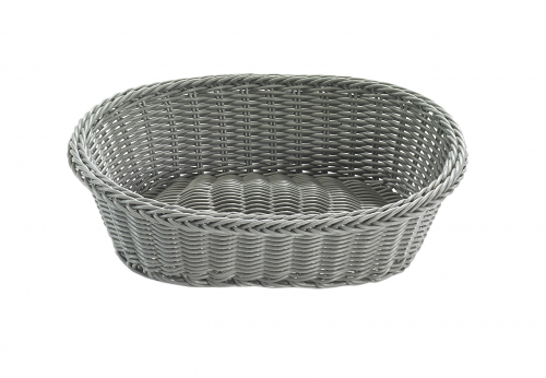 Dekoschale oval  aus Polyrattan graufarben