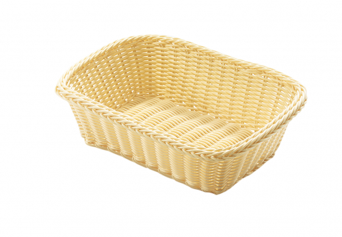 Dekoschale eckig  aus Polyrattan naturfarben