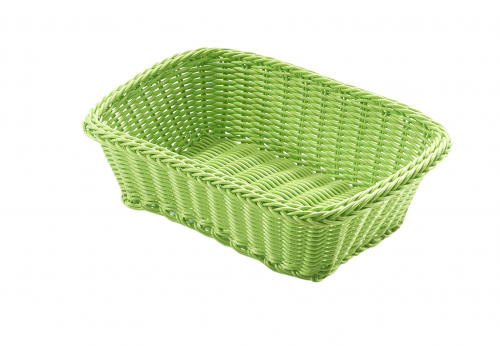 Dekoschale eckig aus Polyrattan gr�nfarben