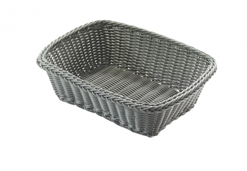 Dekoschale eckig  aus Polyrattan graufarben