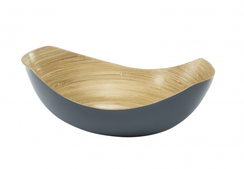 Dekoschale aus Bambus oval natur innen und grau au�en