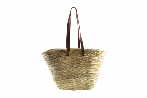 Ibizatasche, aus Palmblatt mit Echt-Lederhenkeln