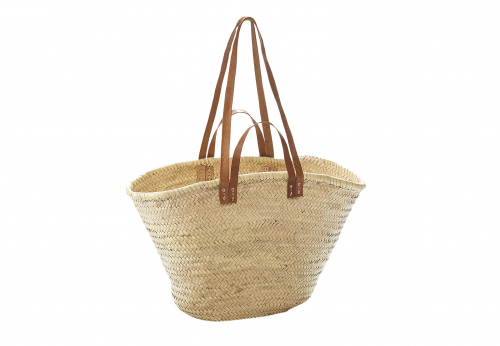 Palmtasche mit Ledergriffen und Lederhenkeln