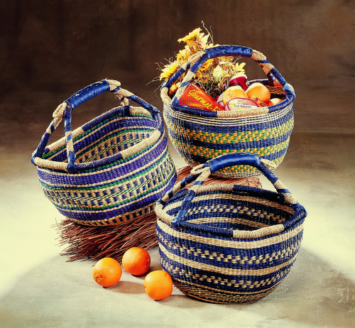 Seegrastasche rund blau sortiert