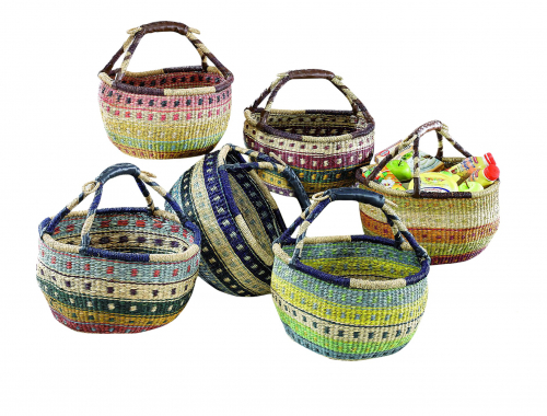 Seegrastasche rund Punktmuster 6-fach sortiert