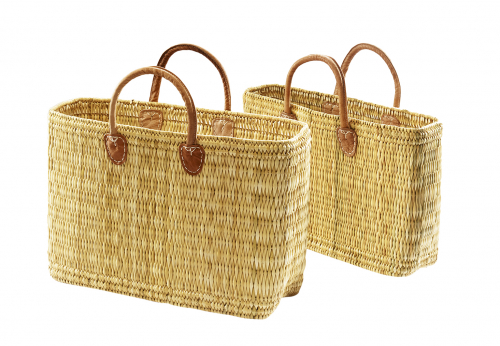 Seegrastasche natur Ledergriffe S/2