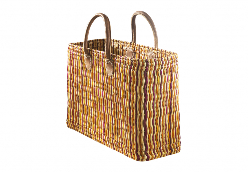 Seegrastasche orange mit Lederhenkel