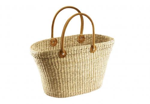 Seegrastasche natur Ledergriffe