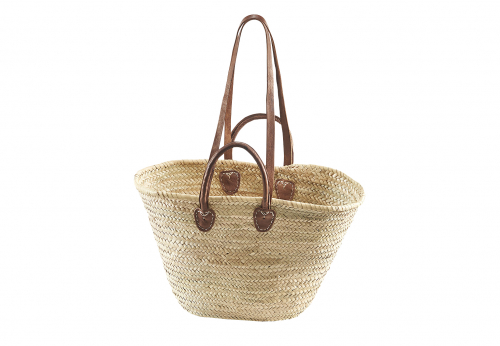 Palmtasche mit Ledergriffen und Lederhenkeln