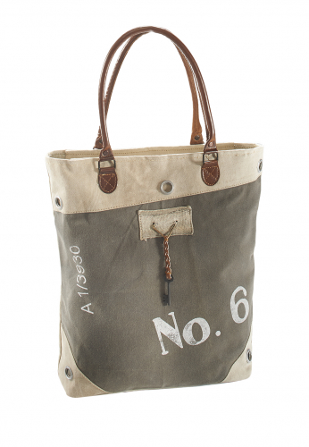 Vintage Tasche aus Canvas und Leder  No. 6 mit Lederhenkel