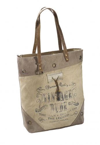 Vintage Tasche aus Canvas und Leder Schl�ssel mit Lederhenkel