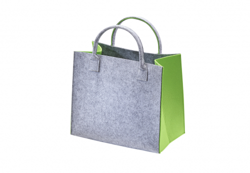 Filztasche hellgrau mit gr�nen Seiten
