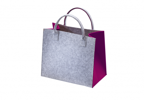 Filztasche hellgrau mit pinken Seiten