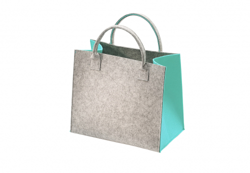 Filztasche hellgrau mit t�rkisen Seiten