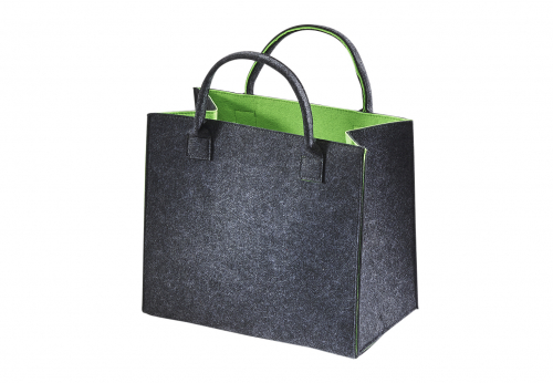 Filztasche aussen grau meliert innen gr�n